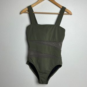 Carmen Marc Valvo Green Mesh One Piece Swimsuit Size 8